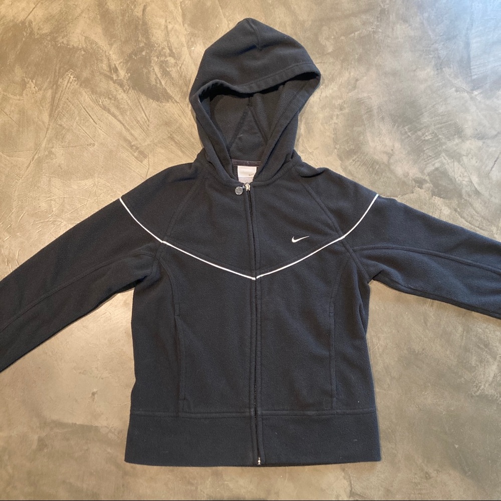 Nike Fleece Full Zip Slightly Cropped Jacket Hoodie Womens XS Y2K Vintage GOOD!